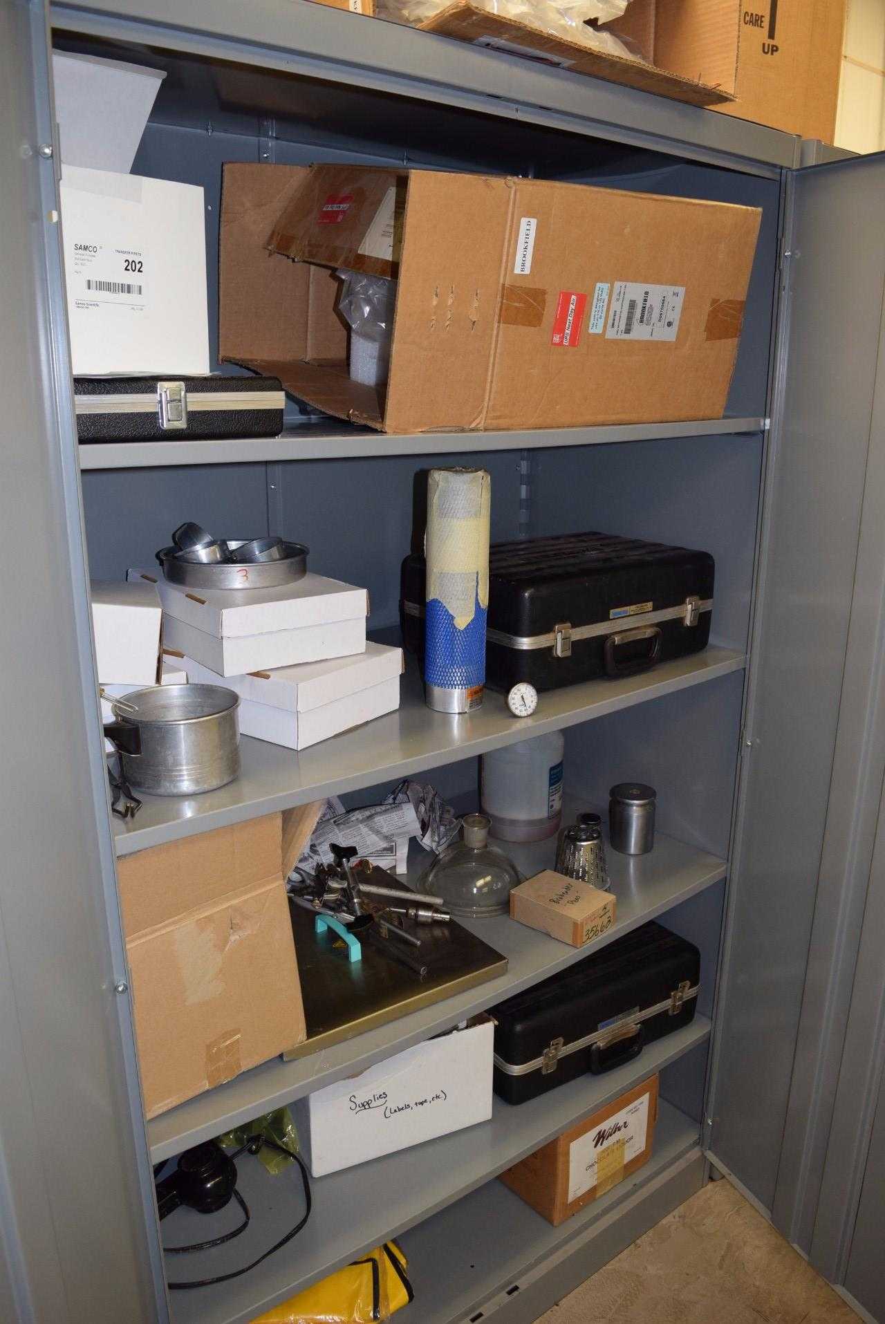 STEEL CABINET WITH CONTENTS - SAMCO LIGHTBULBS, CALIBRATION - MISCELLANEOUS