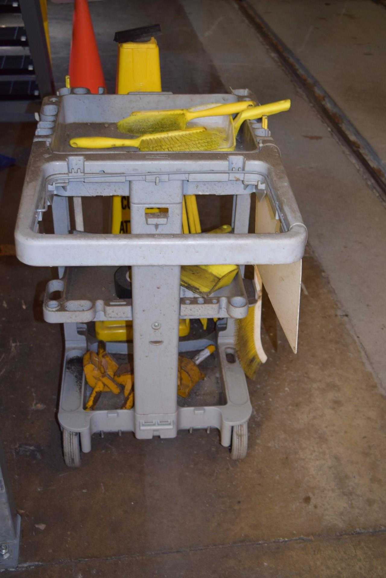 JANITORIAL CART WITH SIGNS AND CLEANING EQUIPMENT - MISCELLANEOUS