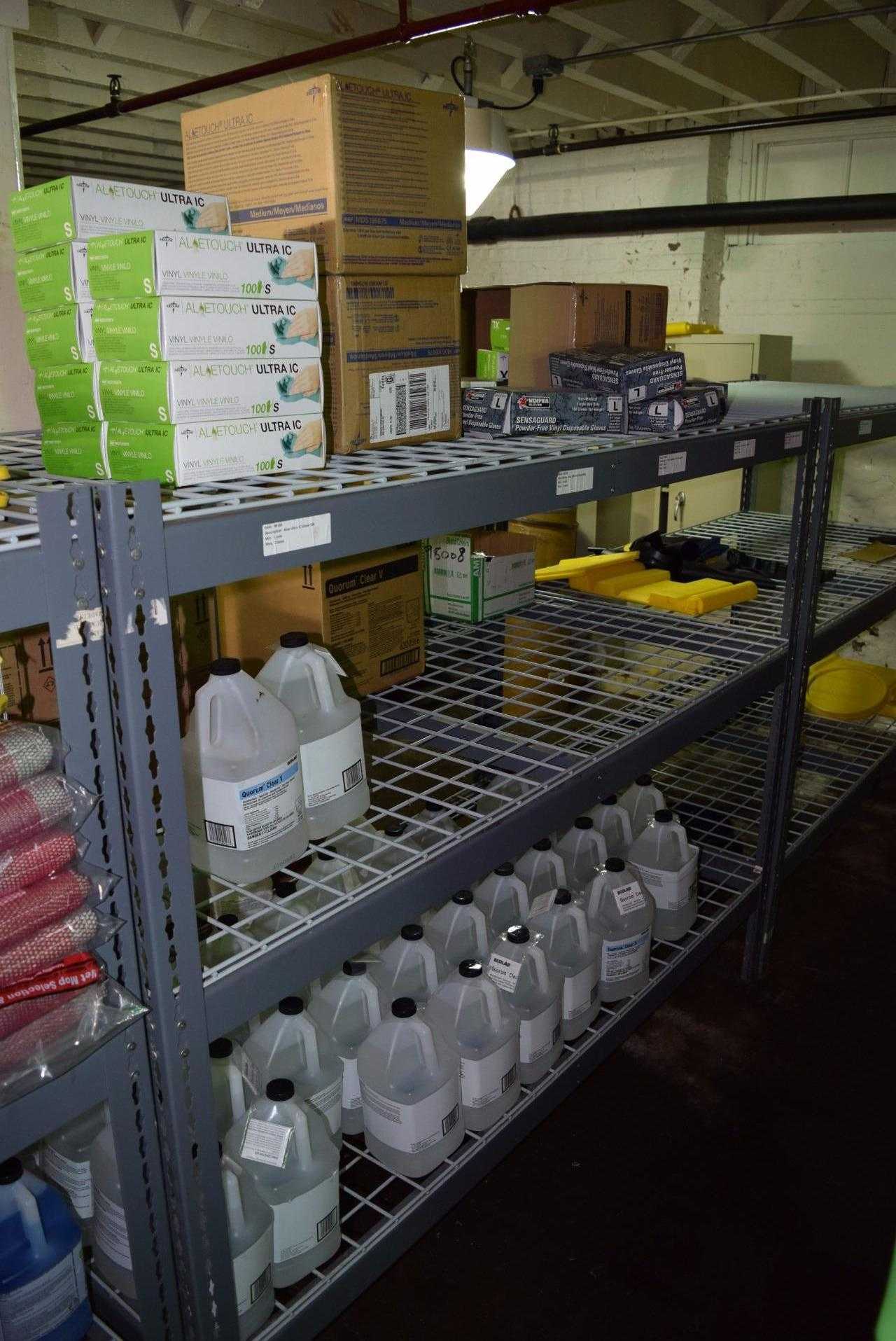 CONTENTS OF SHELVES - MOP HEADS AND SHOE COVERS - MISCELLANEOUS