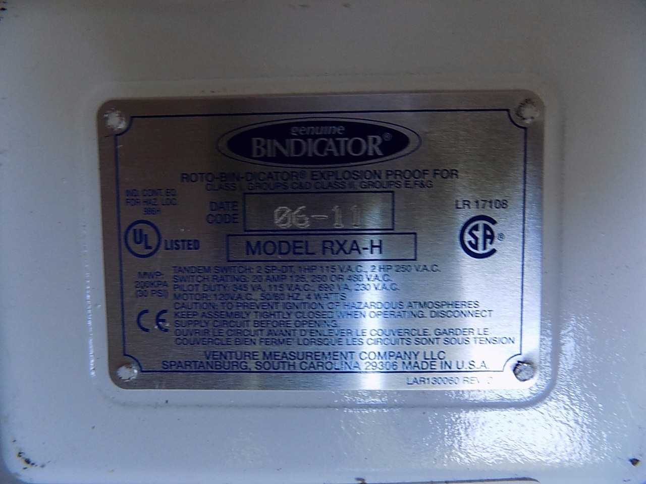 BINDICATOR RXA-H ROTO-BIN-DICATOR - MISCELLANEOUS