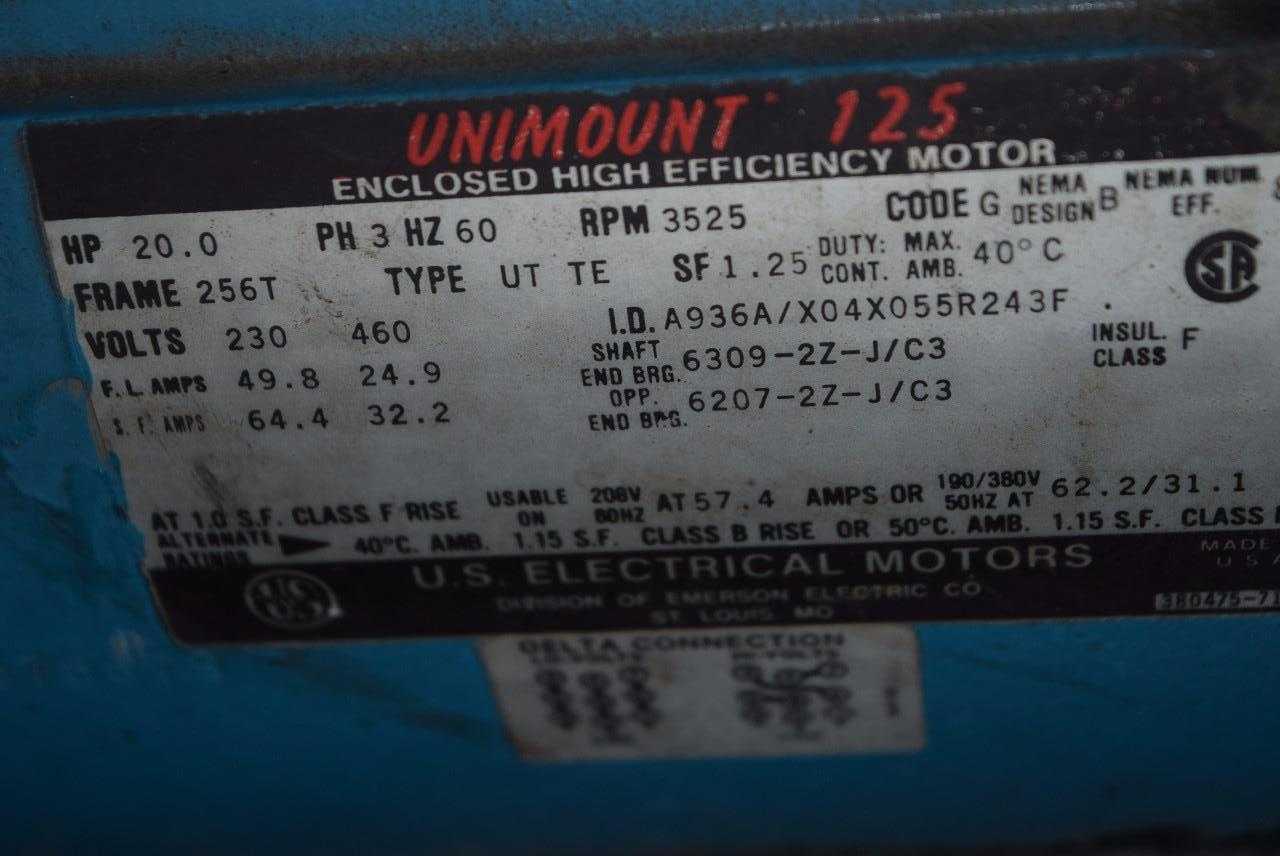 US ELECTRIC MOTORS 20 HP 230/460 VAC ELECTRIC MOTOR - MISCELLANEOUS