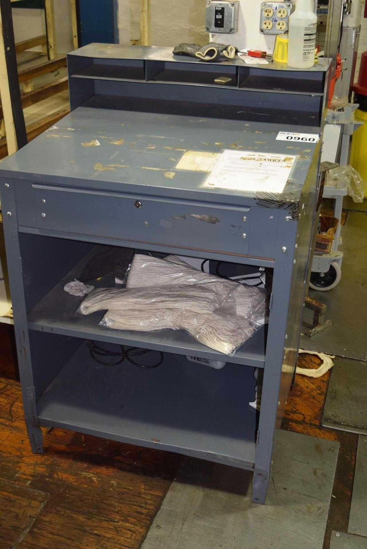 STEEL WORKERS DESK WITHOUT CONTENTS ~3 X 2.5 X 5' - MISCELLANEOUS STEEL WORKERS DESK WITHOUT CONTENTS ~3 X 2.5 X 5' - MISCELLANEOUS