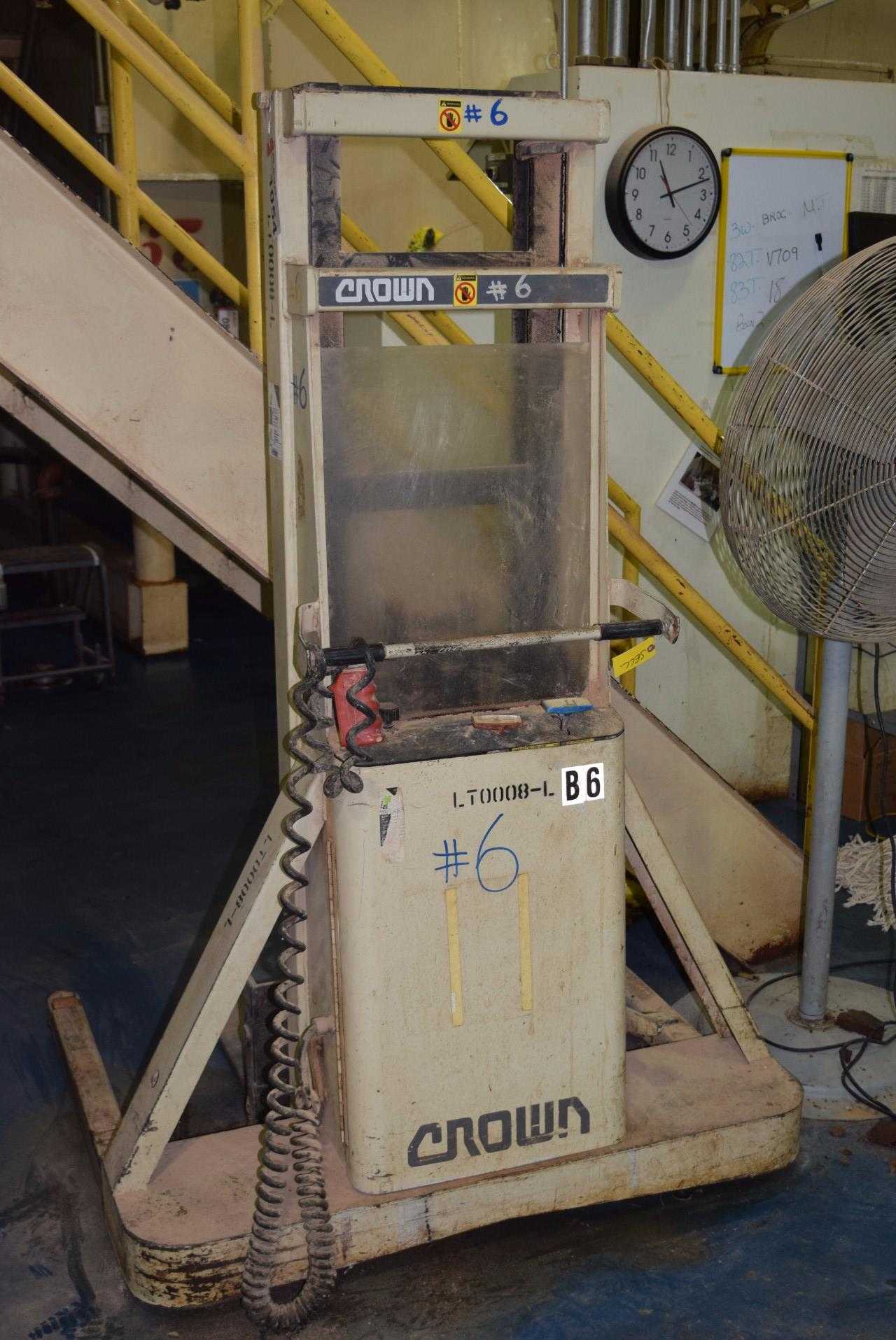 CROWN 15BR 1500 LBS. CAPACITY ELECTRIC PALLET LIFT TRUCK (DELAYED REMOVAL) - MISCELLANEOUS CROWN 15BR 1500 LBS. CAPACITY ELECTRIC PALLET LIFT TRUCK (DELAYED REMOVAL) - MISCELLANEOUS