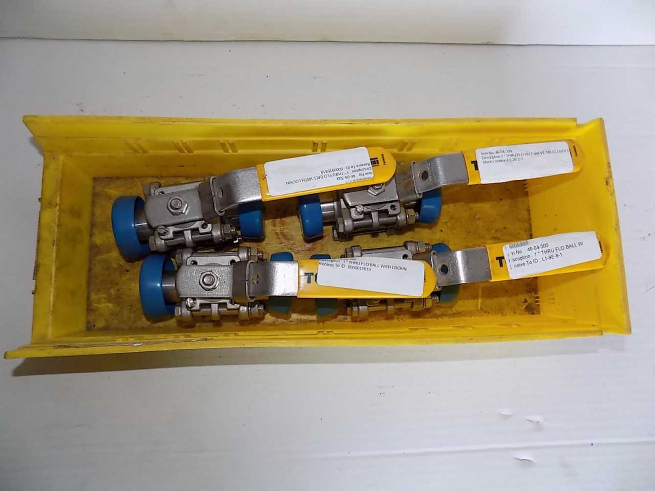 LOT OF 4 STAINLESS 1" THRU FLO SANITARY CLAMP BALL VALVES - MISCELLANEOUS