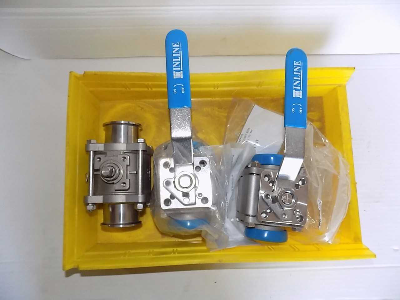 LOT OF 3 STAINLESS 2" SANITARY CLAMP BALL VALVES - MISCELLANEOUS