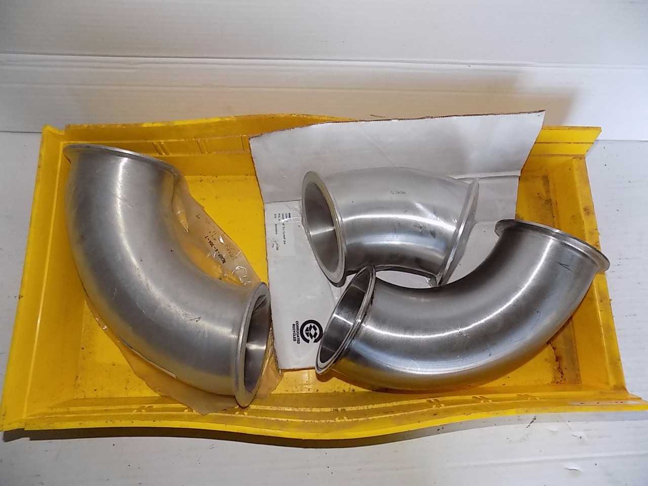 LOT OF 3 ASSORTED STAINLESS SANITARY ELBOWS - MISCELLANEOUS