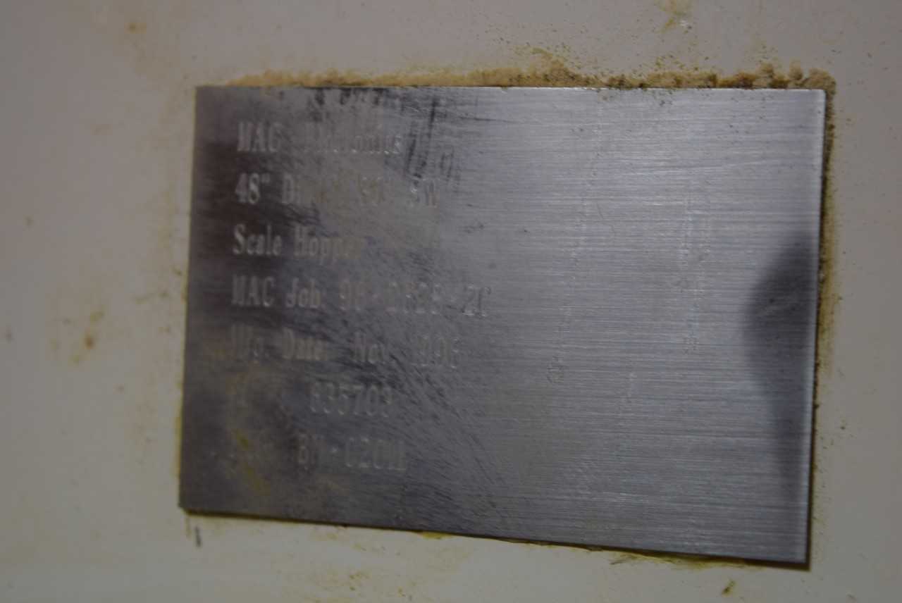 MAC FLOTRONICS WEIGH SCALE/HOPPER AND CARMAN SURGE BIN, 48" X 30", MADE IN 1996 - MISCELLANEOUS