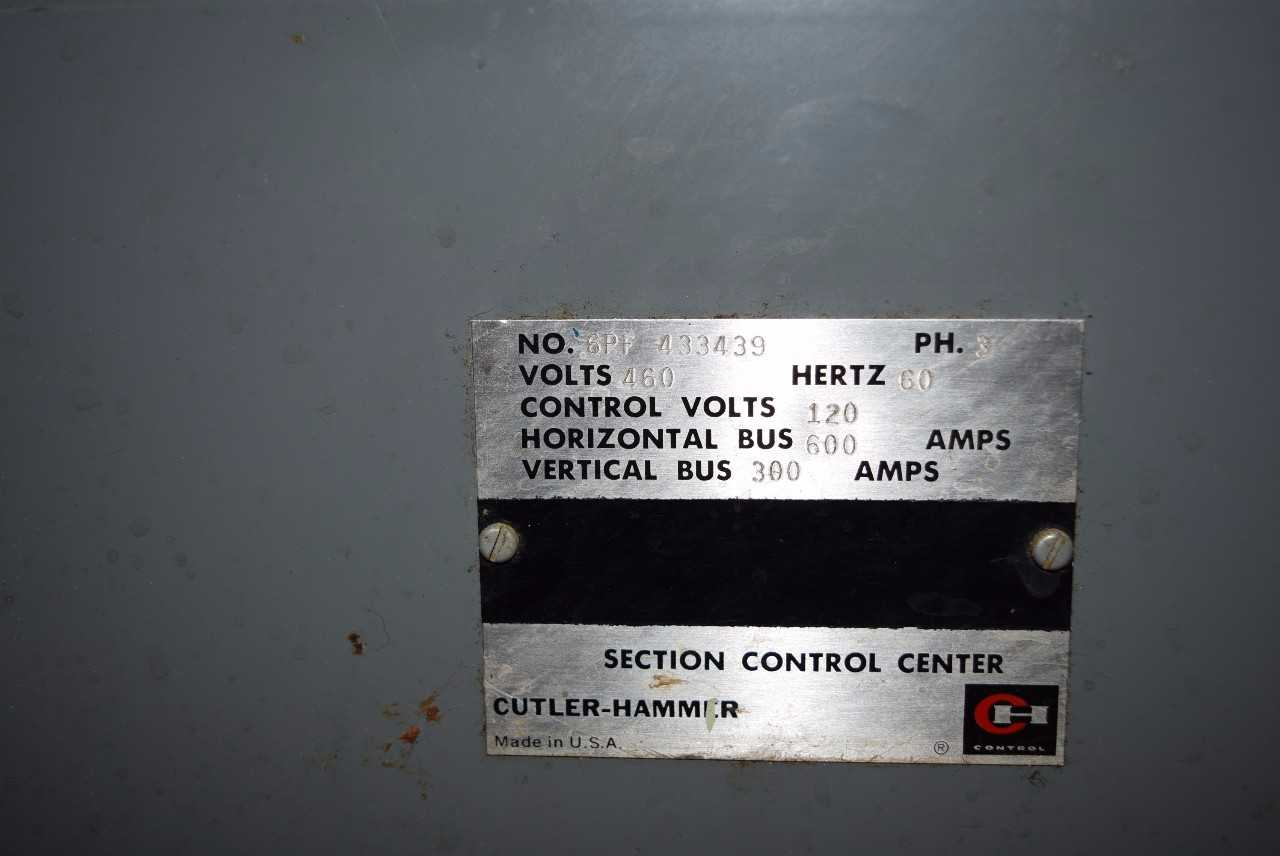 CUTLER HAMMER 4 SECTION MOTOR CONTROL CENTER - MISCELLANEOUS