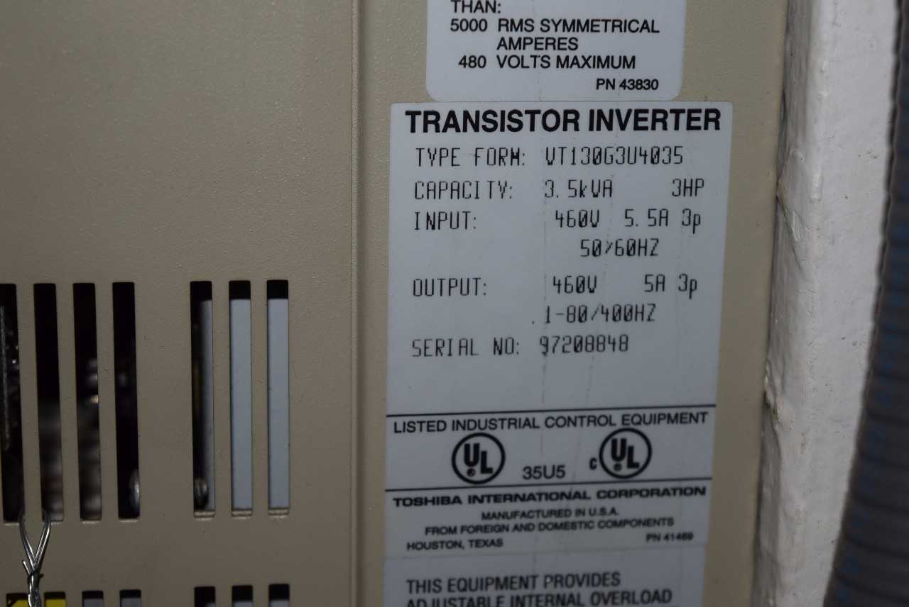 TOSHIBA TOSVERT-130 3 HP 460 V TRANSISTOR INVERTER - MISCELLANEOUS