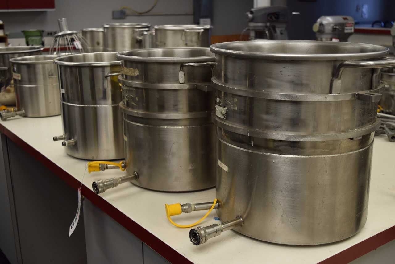 LOT OF HOBART STAINLESS JACKETED MIXING BOWLS - MISCELLANEOUS