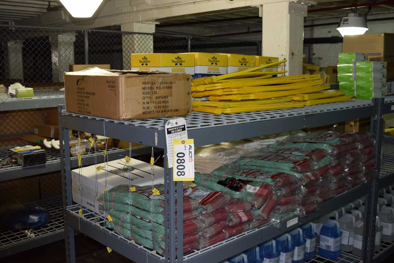 CONTENTS OF SHELVES - MOP HEADS AND SHOE COVERS - MISCELLANEOUS