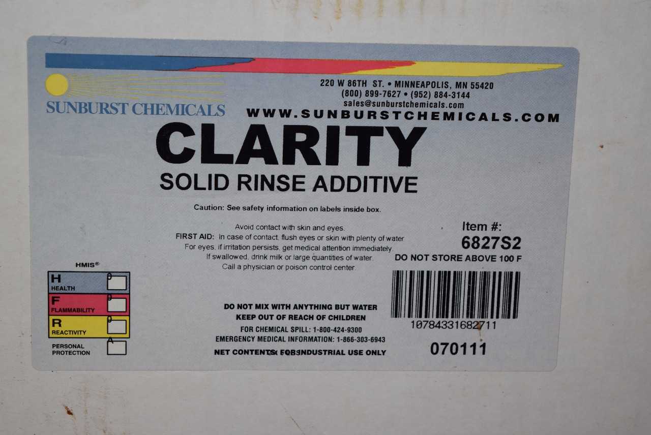 1 PALLET OF ASSORTED CONTENTS - CLARITY SOLID RINSE ADDITIVE, PLASTIC BAGS - MISCELLANEOUS