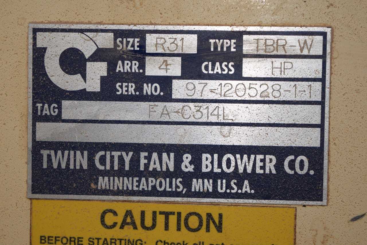 TWIN CITY FAN & BLOWER R31 TBR-W BLOWER WITH TOSHIBA 75 HP AC ELECTRIC MOTOR - MISCELLANEOUS