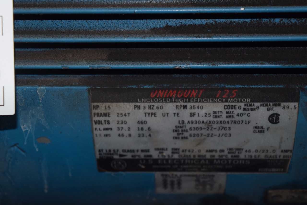 US ELECTRIC MOTORS 15 HP 230/460 VAC ELECTRIC MOTOR - MISCELLANEOUS