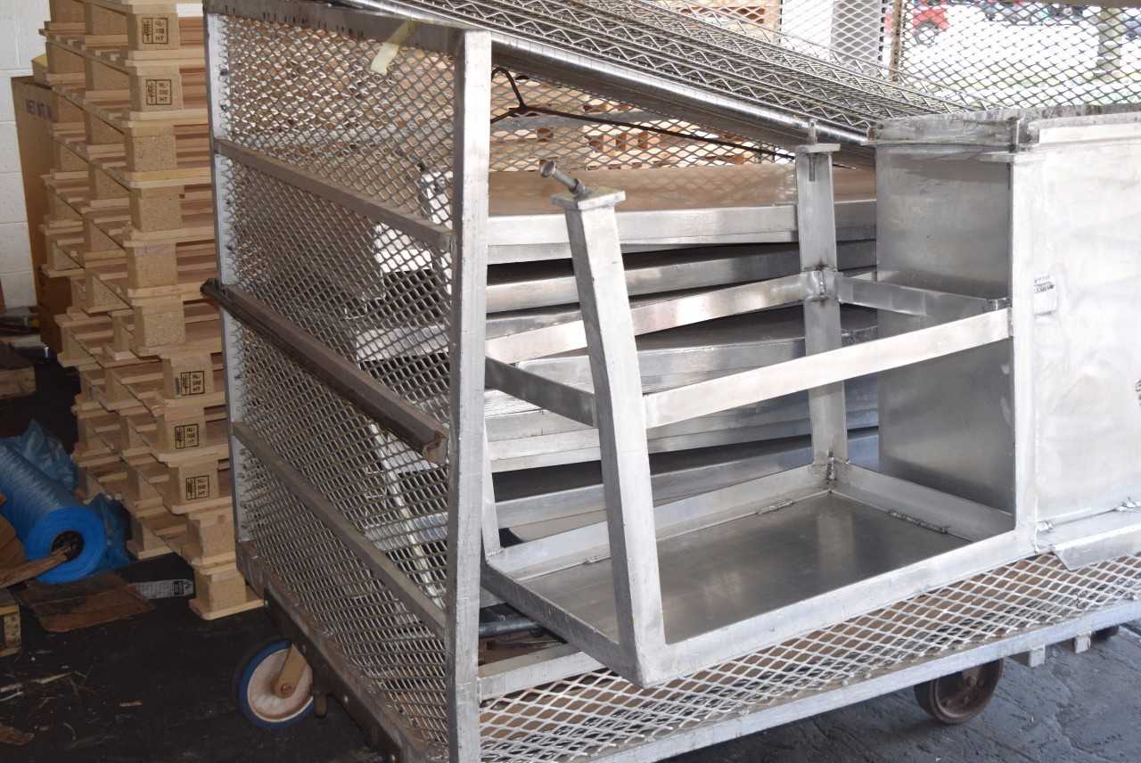 LOT OF 2 STEEL ROLLING CARTS WITHOUT CONTENTS ~4 X 5 X 7' - MISCELLANEOUS