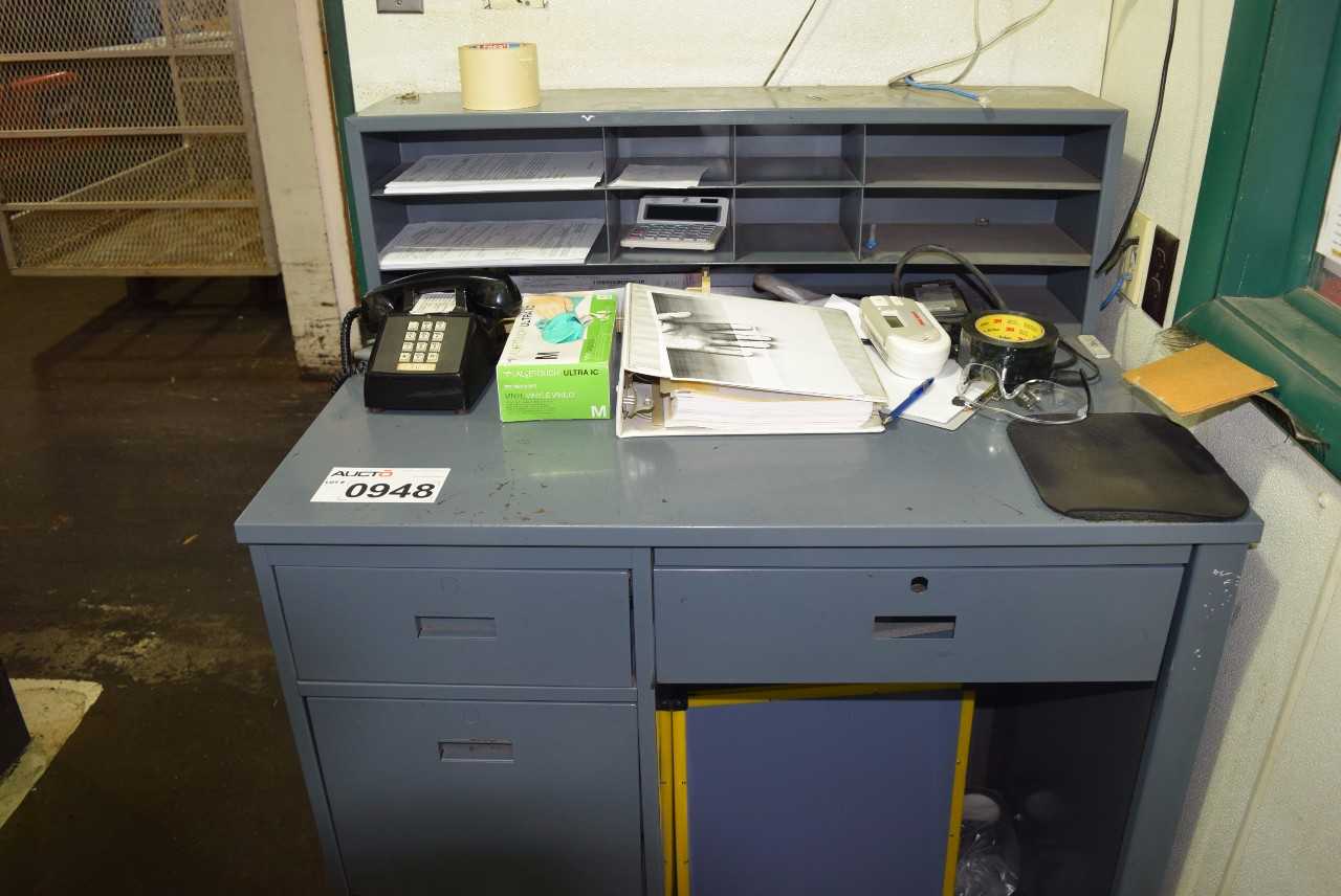 STEEL WORKERS DESK WITHOUT CONTENTS ~3 X 2.5 X 5' - MISCELLANEOUS