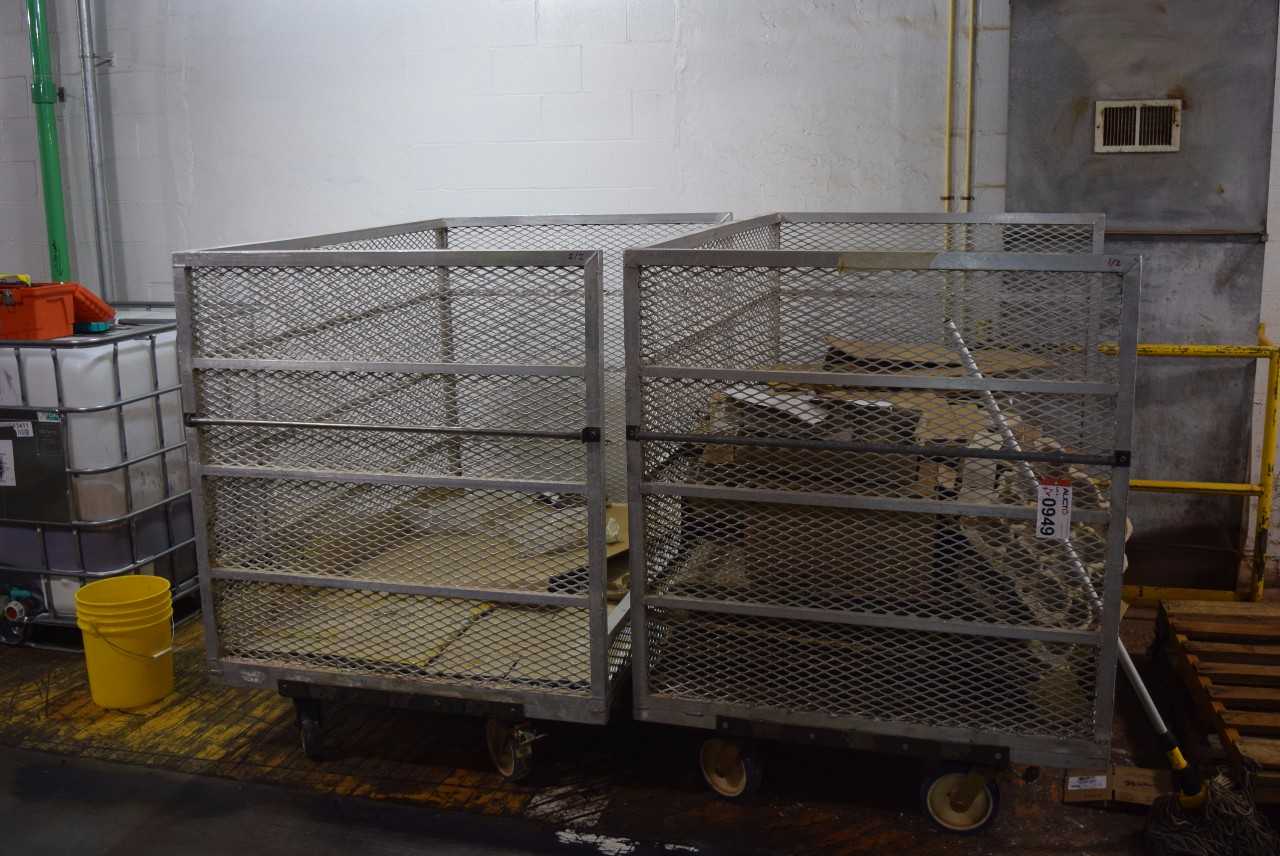 LOT OF 2 STEEL ROLLING CARTS WITHOUT CONTENTS ~4 X 5 X 7' - MISCELLANEOUS