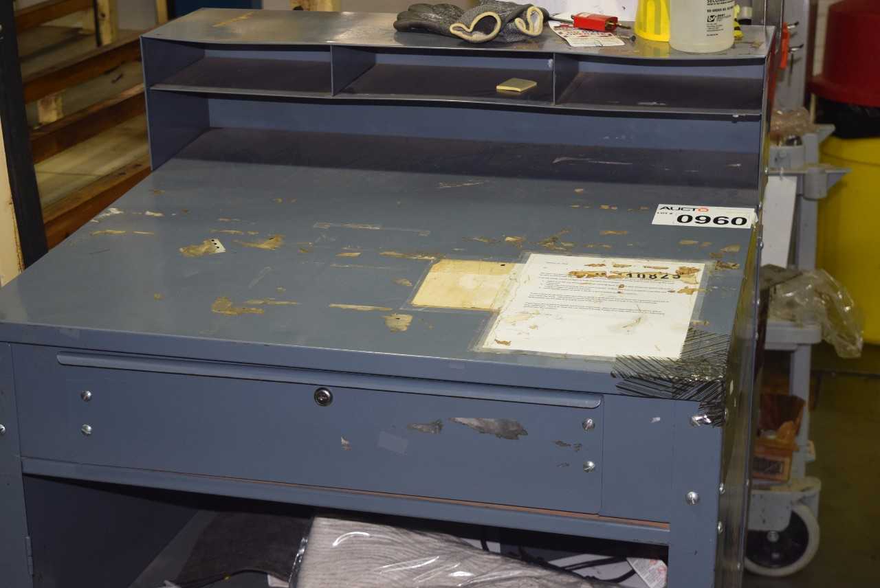 STEEL WORKERS DESK WITHOUT CONTENTS ~3 X 2.5 X 5' - MISCELLANEOUS