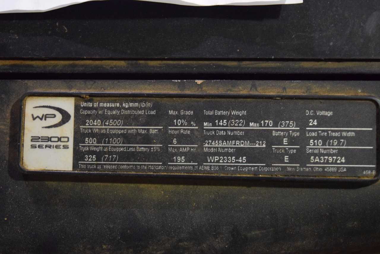 CROWN 2300 SERIES 2040 LBS. CAPACITY ELECTRIC PALLET JACK (DELAYED REMOVAL) - MISCELLANEOUS