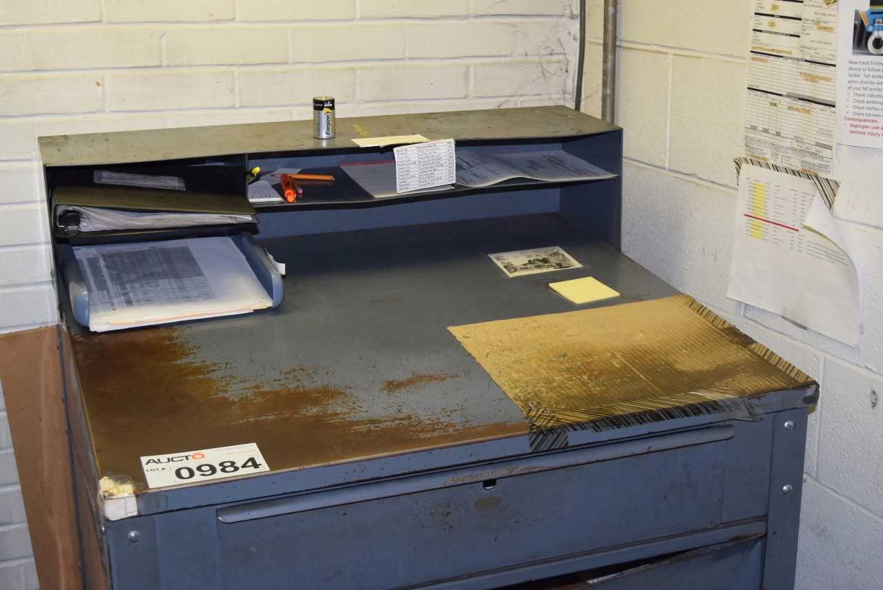 STEEL WORKERS DESK WITHOUT CONTENTS ~3 X 2.5 X 5' - MISCELLANEOUS