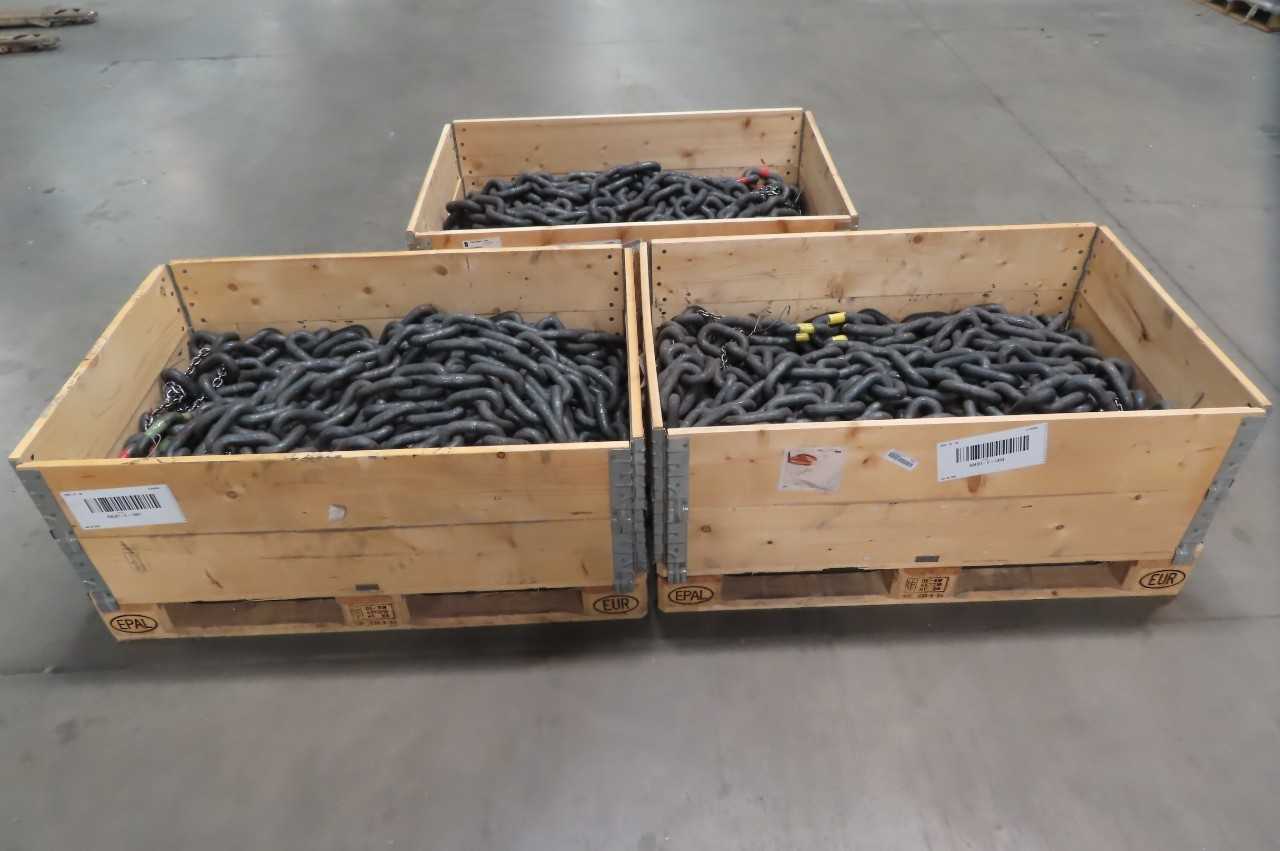 3 CRATES OF RUD CHAIN RUD 012 FGSDMPL-02 3 STRAND 255 CROSS LINK DRIVE CHAIN 26X92/2 (2 SETS OF 3 CHAINS - 23.46M EACH) - ROLLER CHAIN