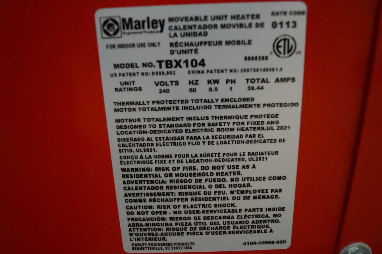 Marley Portable Heater - TEMPERATURE CONTROL COMPONENTS