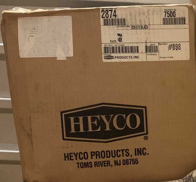 New - Lot of 7500 - Heyco 2874 OCB-875 Black Open/Closed Bushings - ELECTRICAL COMPONENTS