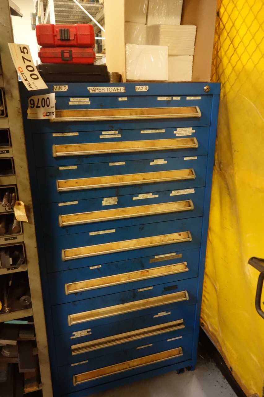 Tool cabinet with drill bits, crimpers, grinder parts, wrenches, clamps - GRINDING MACHINES