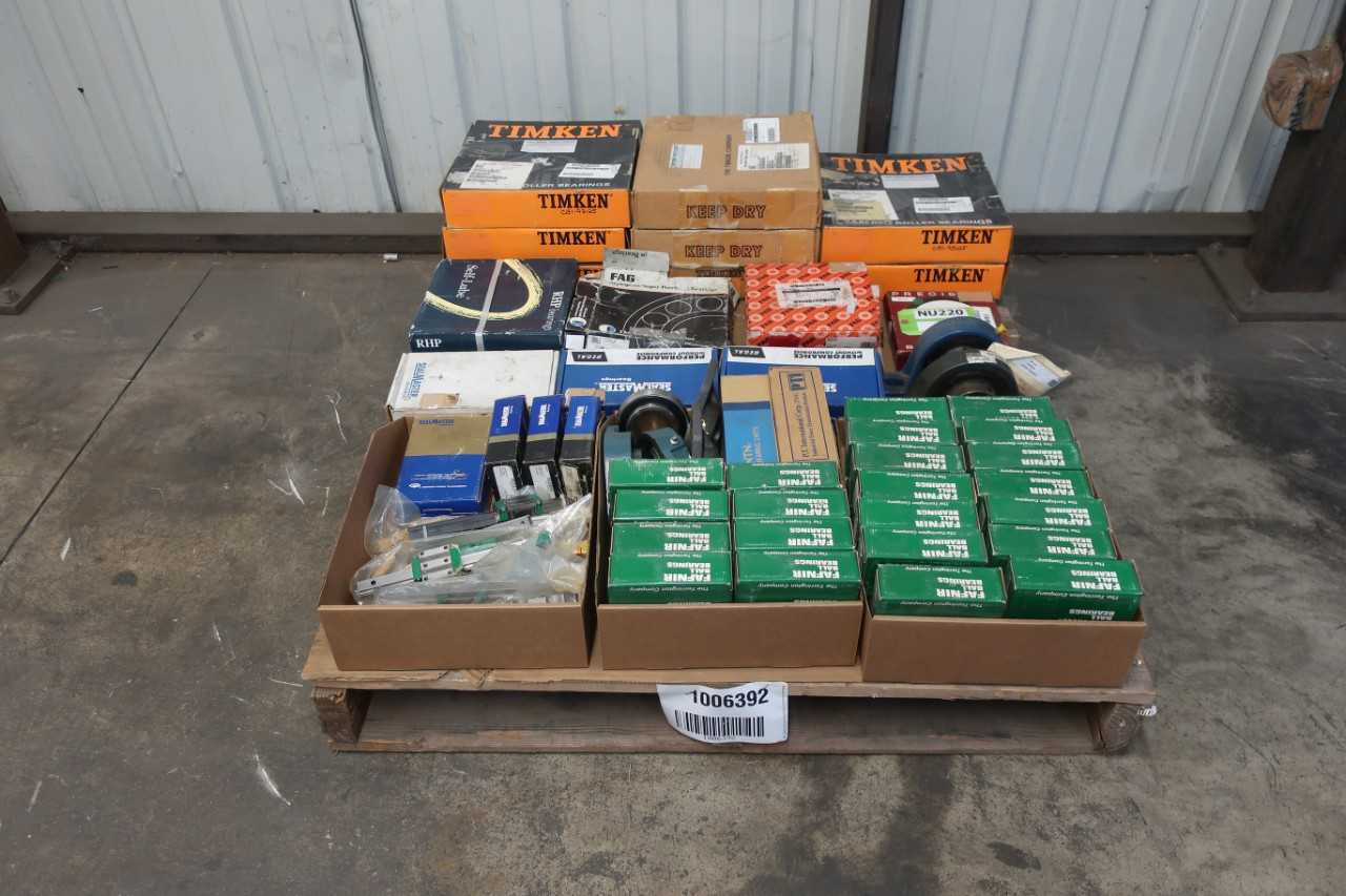 PALLET OF ASSORTED BEARINGS, ROLLER, CONES, PILLOW BLOCK, LINEAR, FLANGE - BEARINGS
