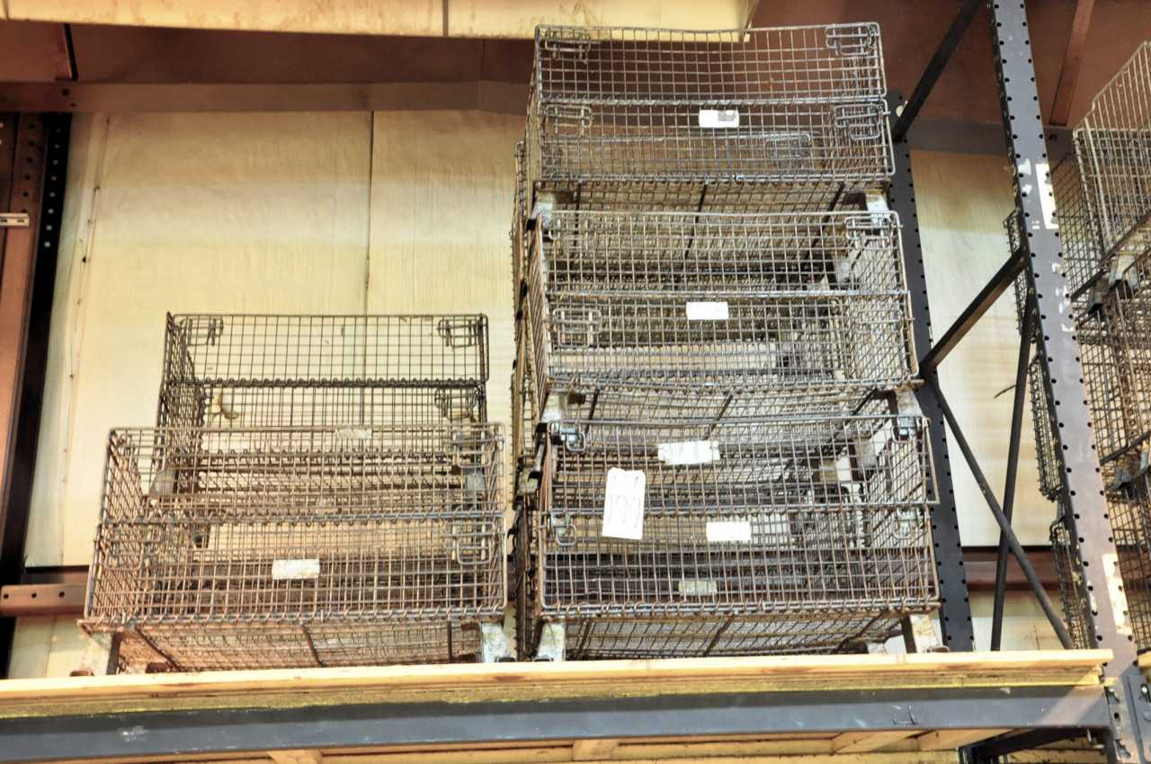Lot-(9) Wire Baskets on (1) Top Shelf - ELECTRIC POWER TOOLS