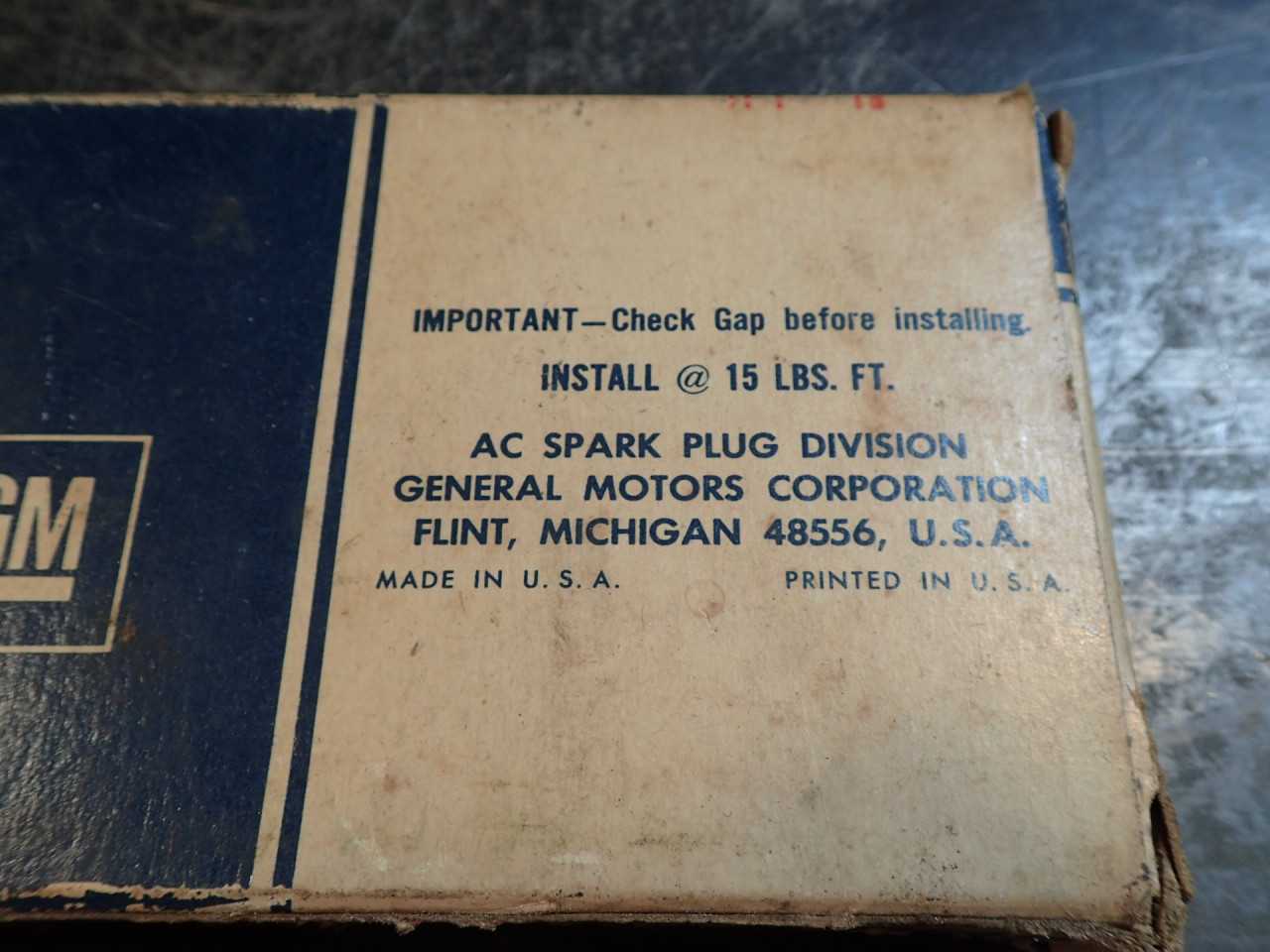 8-Pack of AC GM General Motors Fire Ring II 45TS Spark Plugs: Green Ring NOS USA - INDUSTRIAL PARTS