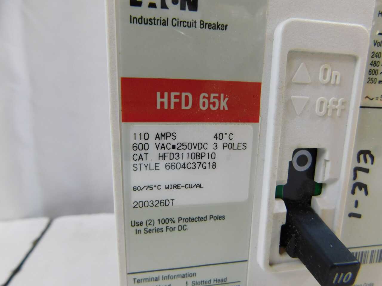 Quantity of 1x HFD3110 MCCB/Molded Case Circuit Breaker - CIRCUIT BREAKERS