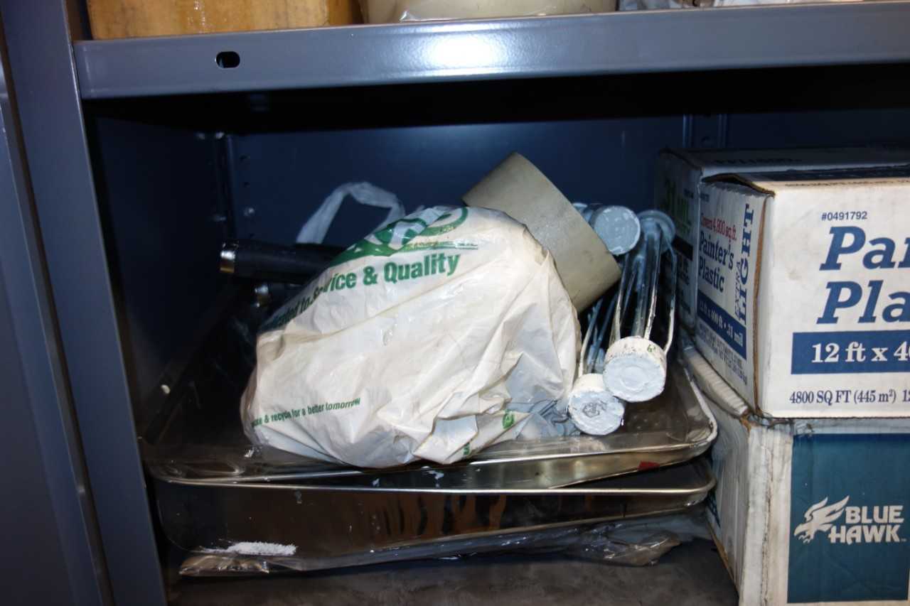 CONTENTS WITH CABINET, PAINT & FUEL SUPPLIES - TOOL STORAGE