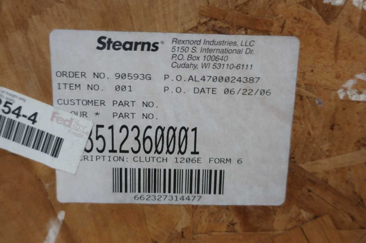 STEARNS 1206E FORM 6 ASSEMBLY MECHANICAL CLUTCH - BRAKES & CLUTCHES