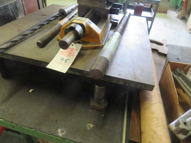 Steel table and contents on table - MISCELLANEOUS