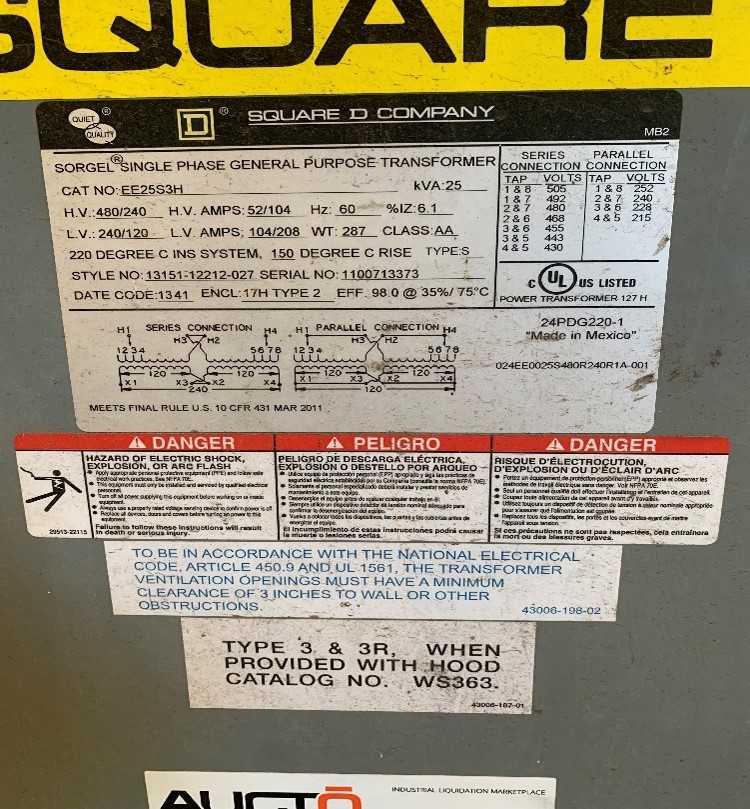 Square D Pad Mounted Transformer - CONTROL TRANSFORMERS