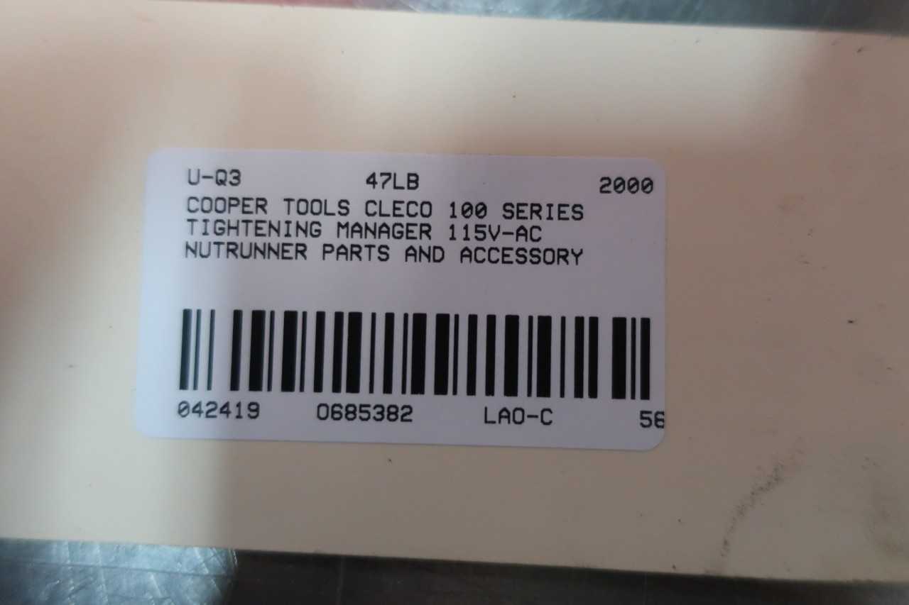 CLECO CLECO 100 SERIES TIGHTENING MANAGER 115V-AC NUTRUNNER PARTS AND ACCESSORY - ELECTRIC POWER TOOLS