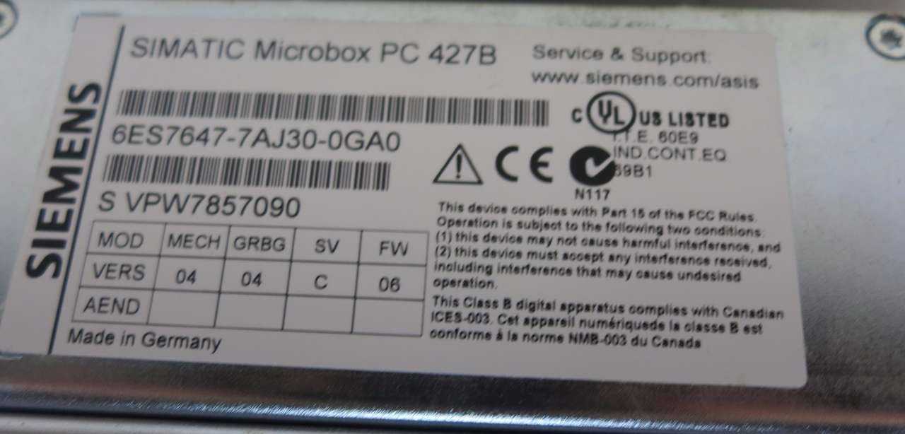 SIEMENS SIMATIC MICROBOX PC 427B INDUSTRIAL PC - MISCELLANEOUS