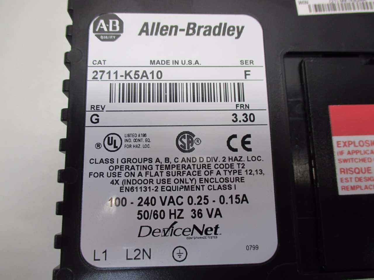 ALLEN BRADLEY PANELVIEW 550 OPERATOR INTERFACE PANEL - MISCELLANEOUS