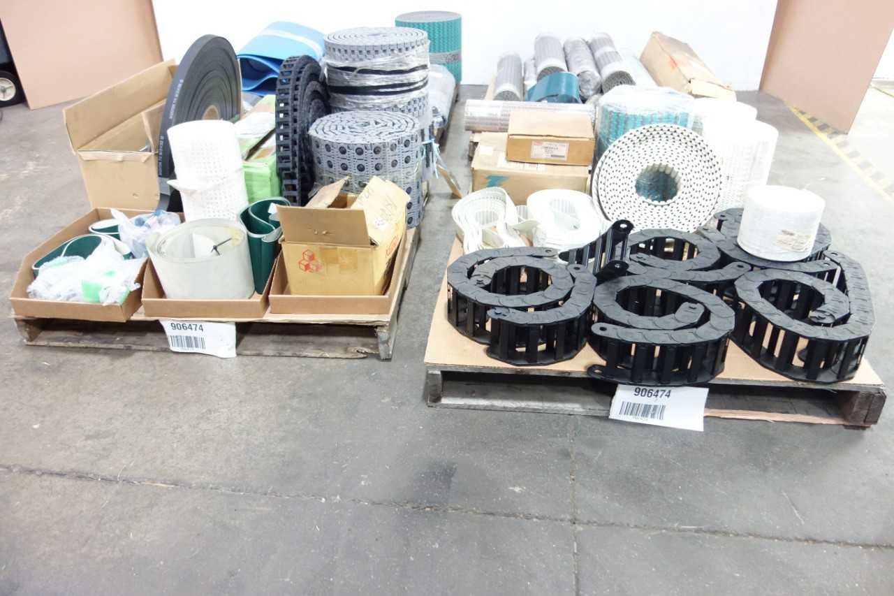 4 PALLETS OF ASSORTED CONVEYOR BELTS AND CONVEYOR CHAINS - CONVEYORS