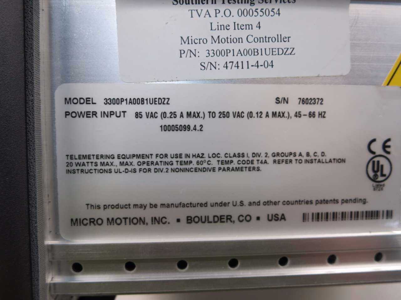 MICRO MOTION 3300P1 FLOW TRANSMITTER - MISCELLANEOUS