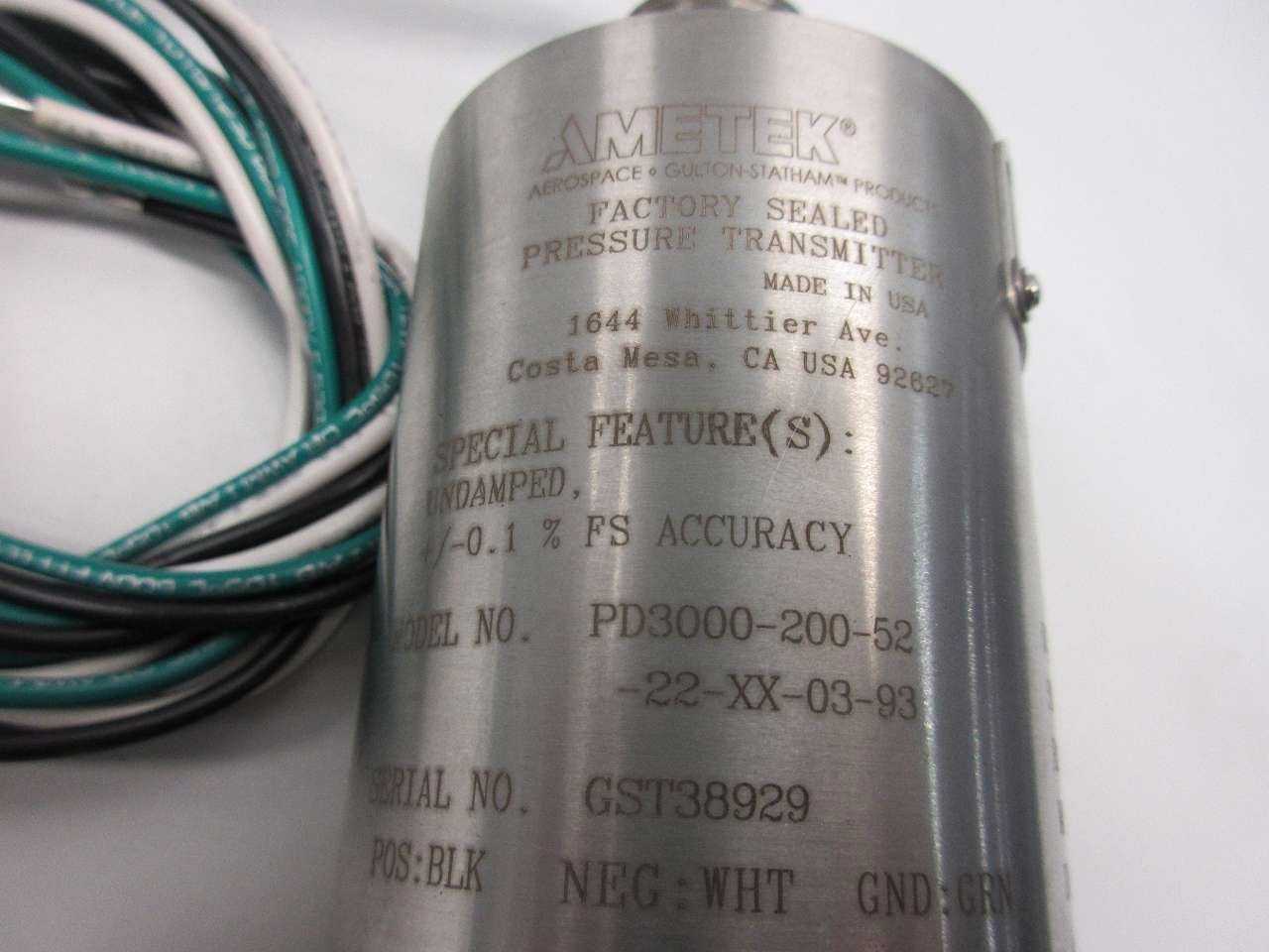 AMETEK PD3000 5 PSI PRESSURE TRANSMITTER - MISCELLANEOUS