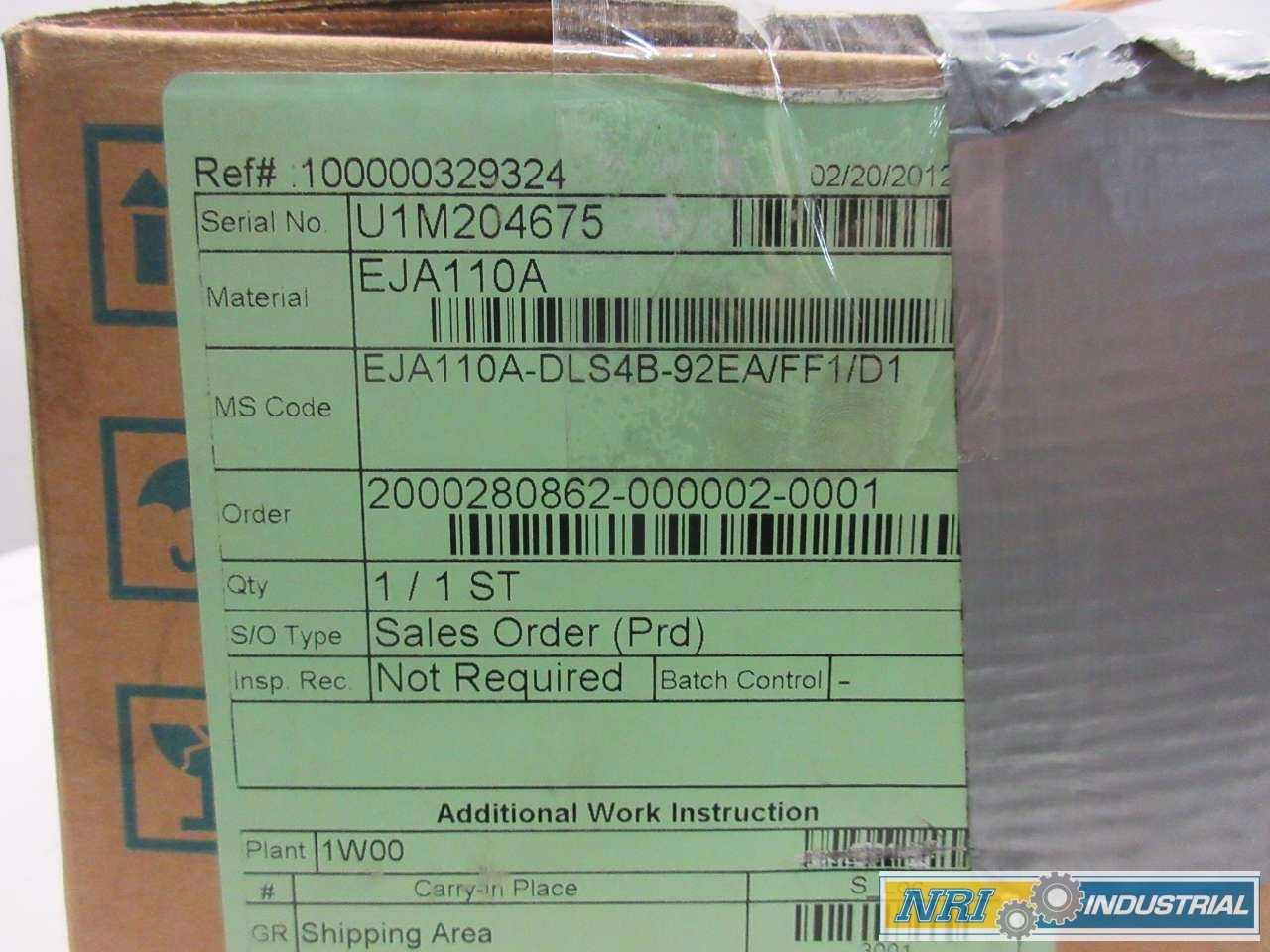 YOKOGAWA EJA110A 2300 PSI PRESSURE TRANSMITTER - MISCELLANEOUS