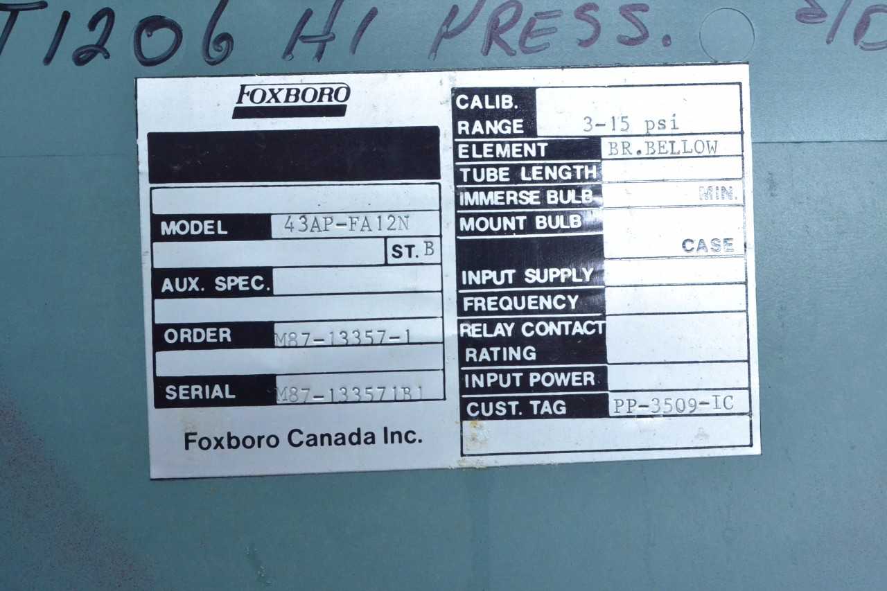 3 ASSORTED FOXBORO 43AP-FA12N PNEUMATIC CONTROLLER (BRAMPTON) - MISCELLANEOUS