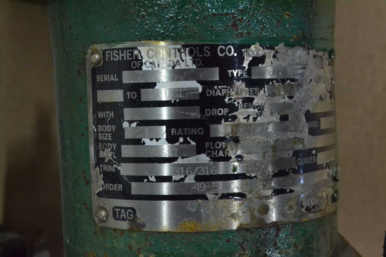FISHER 657 ED 1-1/2 IN 300 STAINLESS CONTROL VALVE (BRAMPTON) - MISCELLANEOUS
