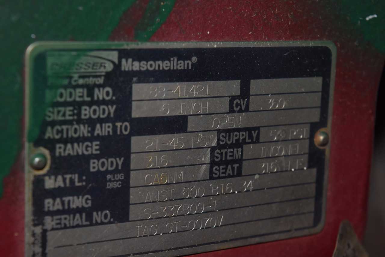MASONEILAN 88-41421 6 IN STAINLESS CONTROL VALVE (BRAMPTON) - MISCELLANEOUS