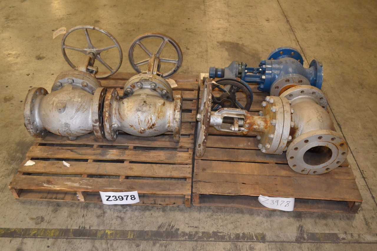 2 PALLETS OF ASSORTED 4"-8" IRON GLOBE VALVES , CRANE, ATWOOD - MISCELLANEOUS