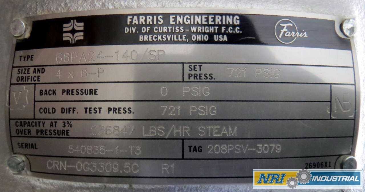 FARRIS 66PA24-140/SP 4/6 IN RELIEF VALVE - MISCELLANEOUS