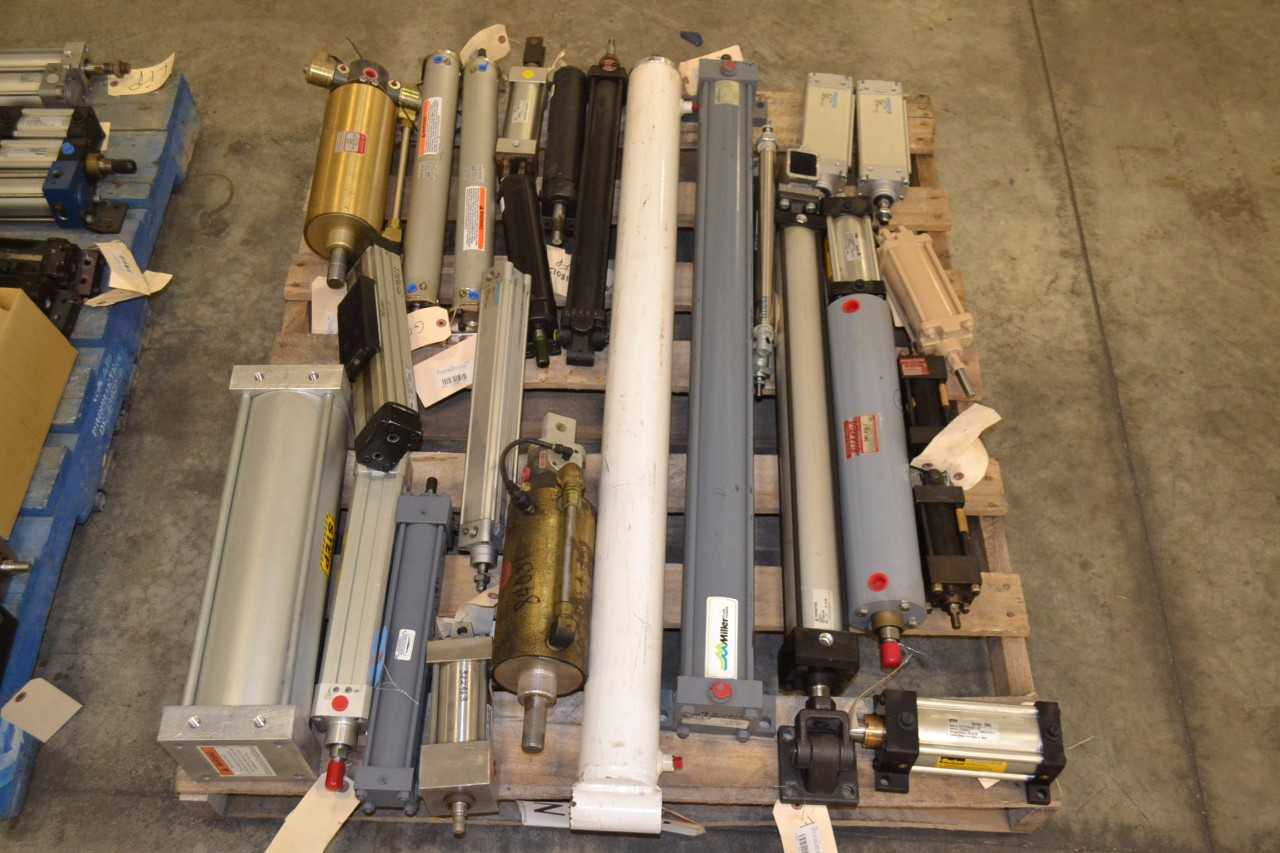 2 PALLETS OF ASSORTED PNEUMATIC CYLINDERS, FESTO - MISCELLANEOUS