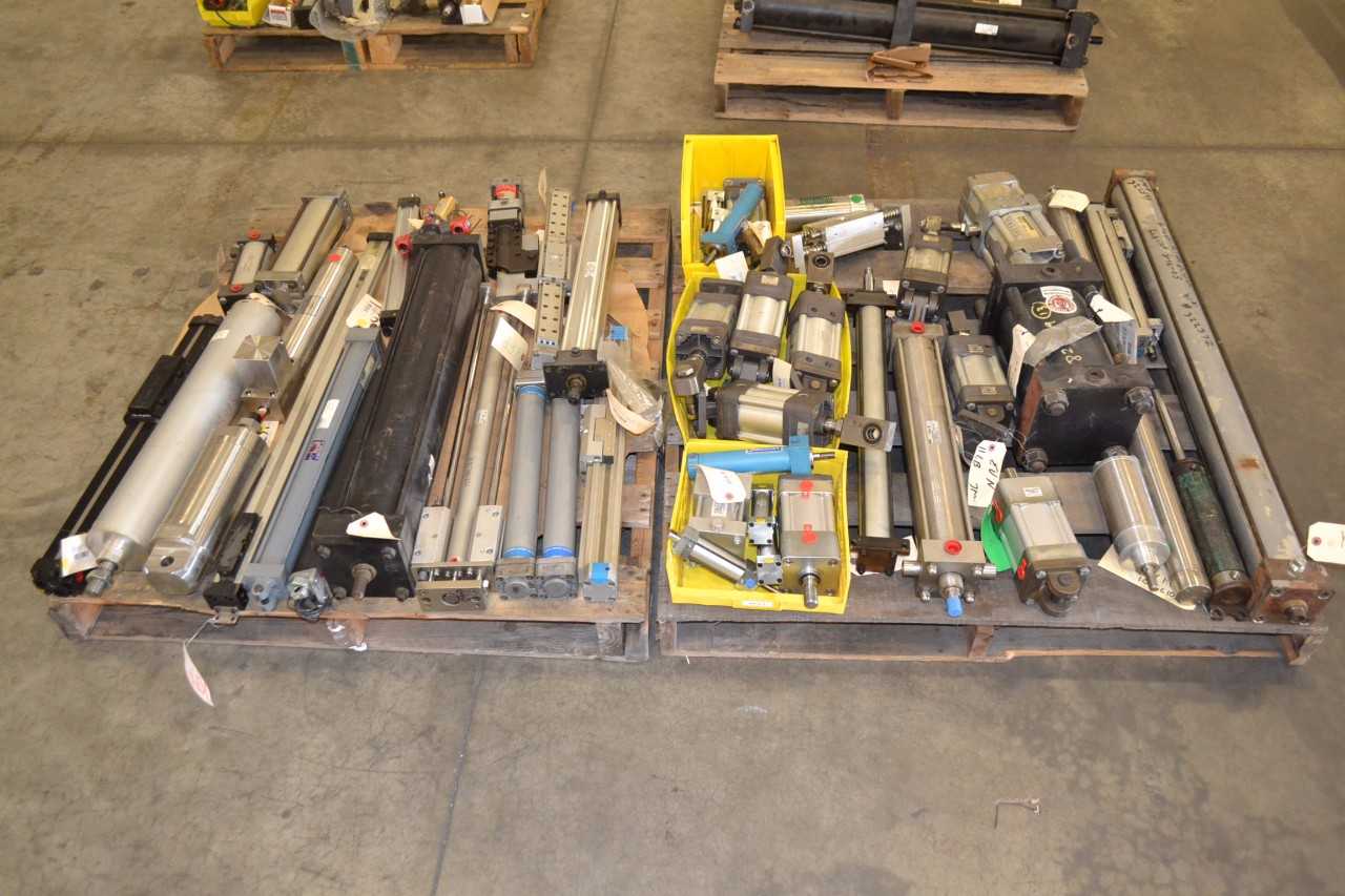 2 PALLETS OF ASSORTED PNEUMATIC CYLINDERS, FESTO - MISCELLANEOUS